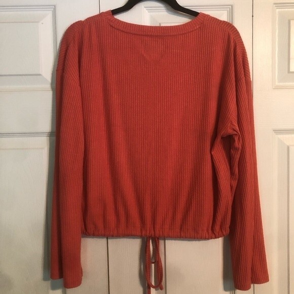 ALL FENIX Leo Sweater Terra Cotta Medium Pullover Ribbed Loungewear Drawstring - Picture 11 of 12
